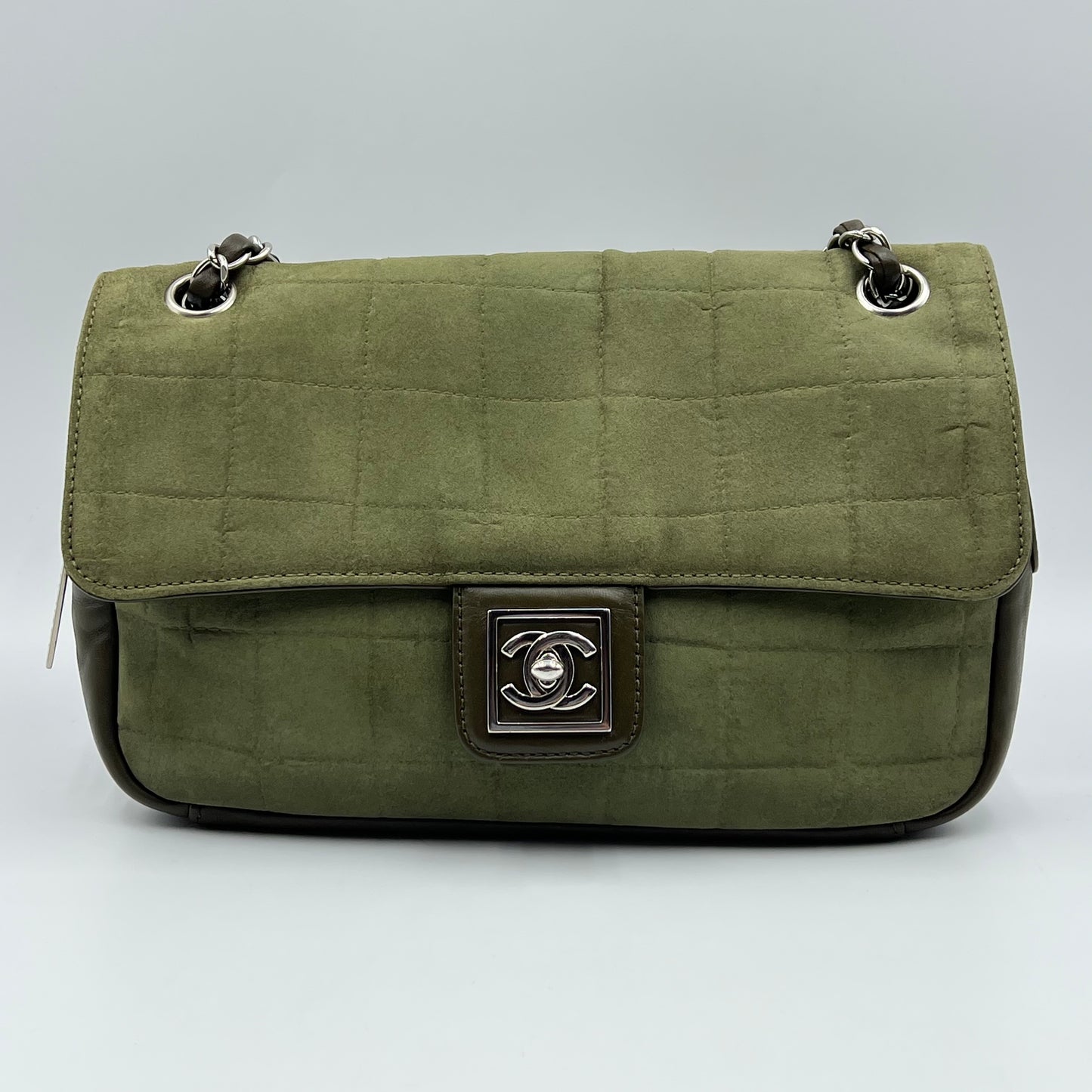 Suede Square Quilt Sport Ligne Flap Bag