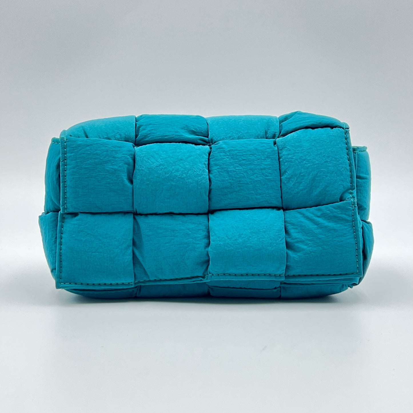 Turquoise Nylon Intrecciato Padded Tech Mini Cassette Belt Bag