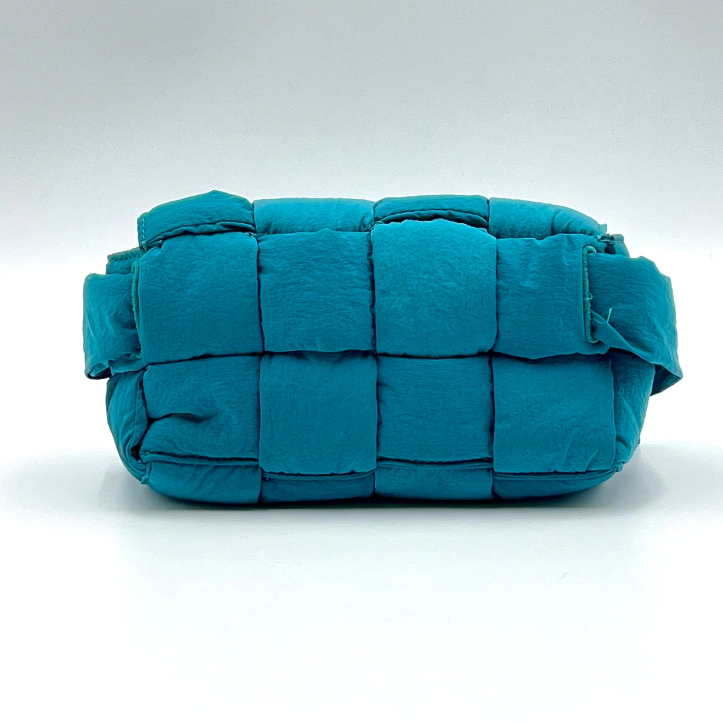 Turquoise Nylon Intrecciato Padded Tech Mini Cassette Belt Bag