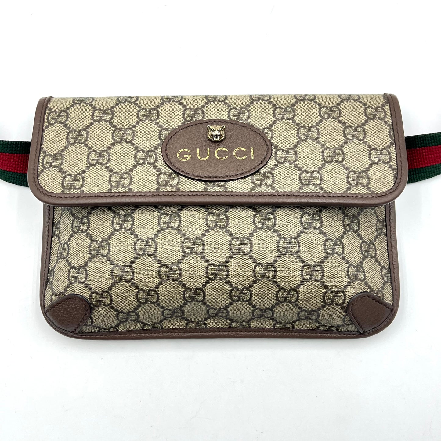 GG Supreme Monogram Neo Vintage Web Belt Bag Brown