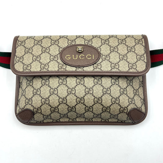 GG Supreme Monogram Neo Vintage Web Belt Bag Brown