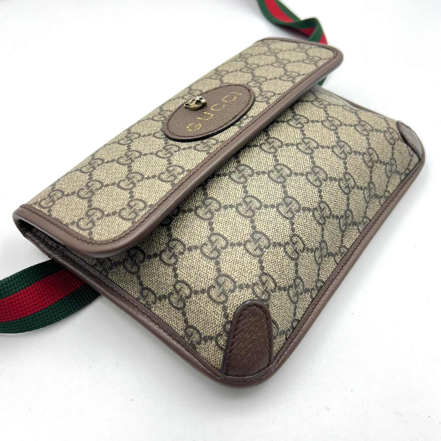 GG Supreme Monogram Neo Vintage Web Belt Bag Brown