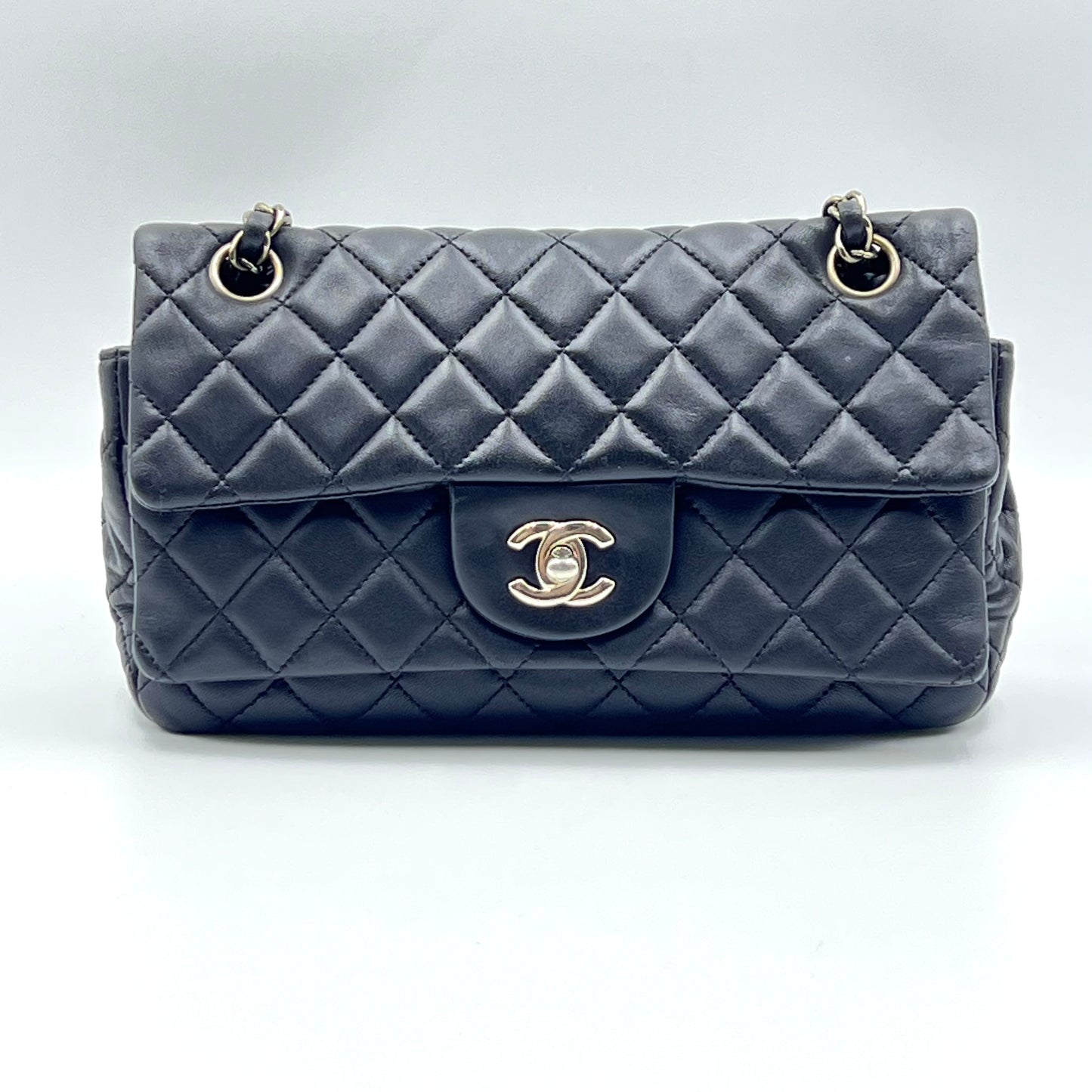Lambskin Double Flap Bag Silver Hardware