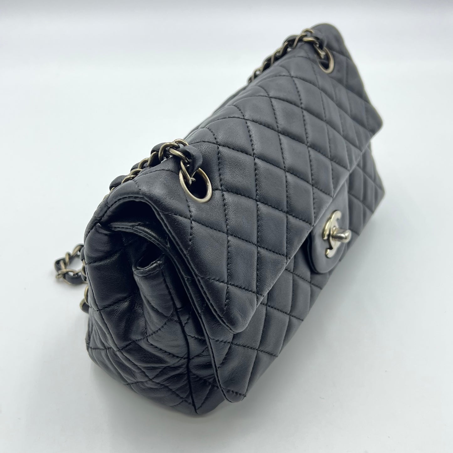 Lambskin Double Flap Bag Silver Hardware