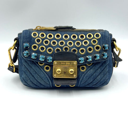 denim biker crossbody bag
