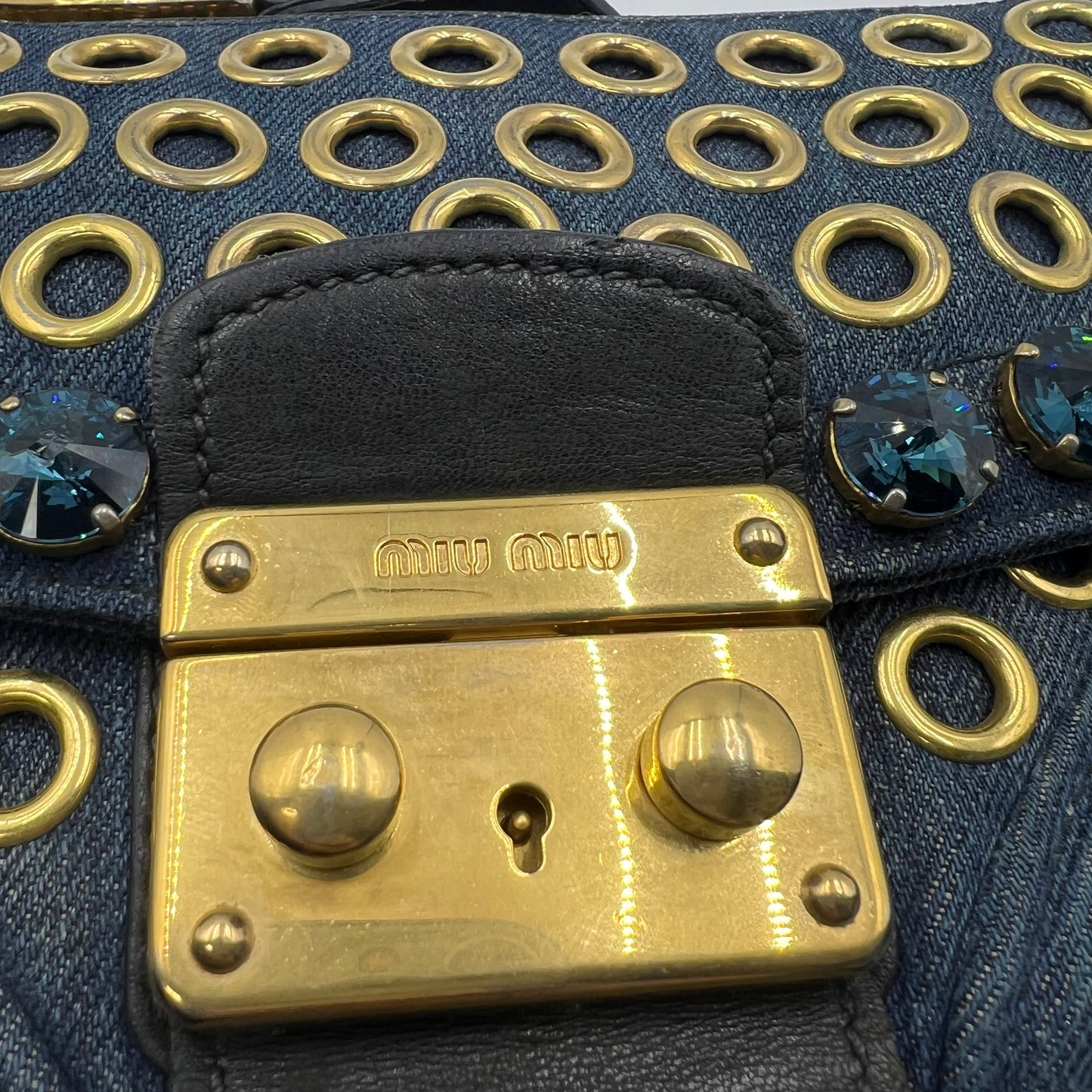 denim biker crossbody bag