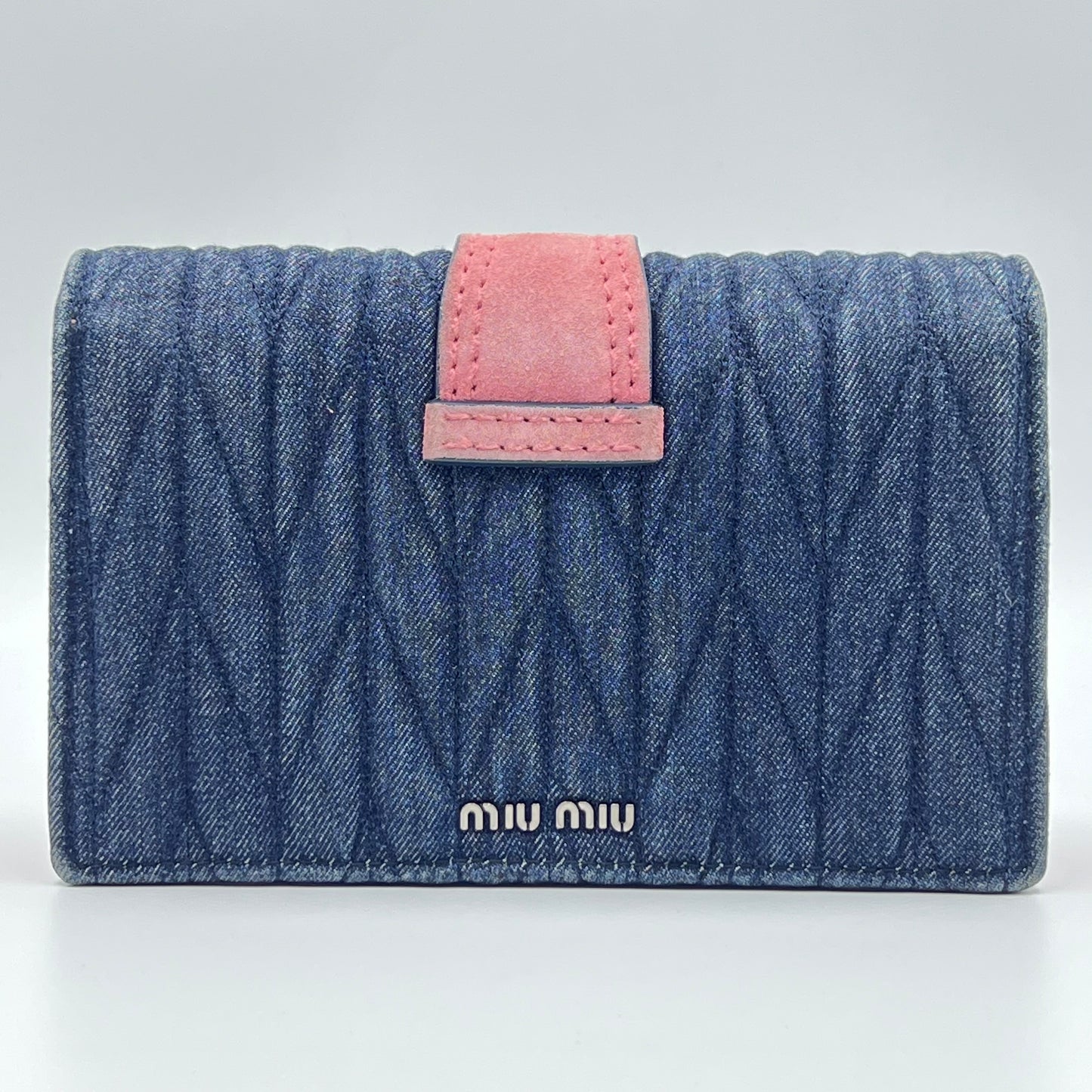 Denim Madras Crystal Buckle Bag Navy/Pink