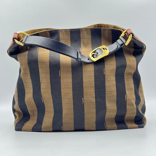 Pequin Cuoio Vegetale Large Hobo Tobaccoo Black Cuoio
