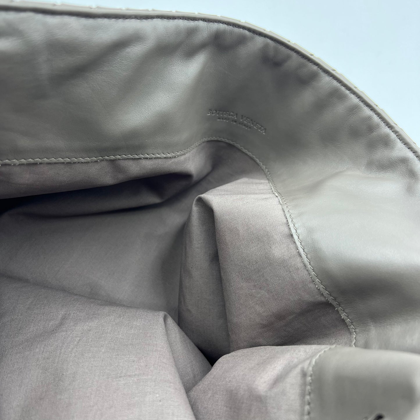 Intrecciato Leather Messenger Bag Grey