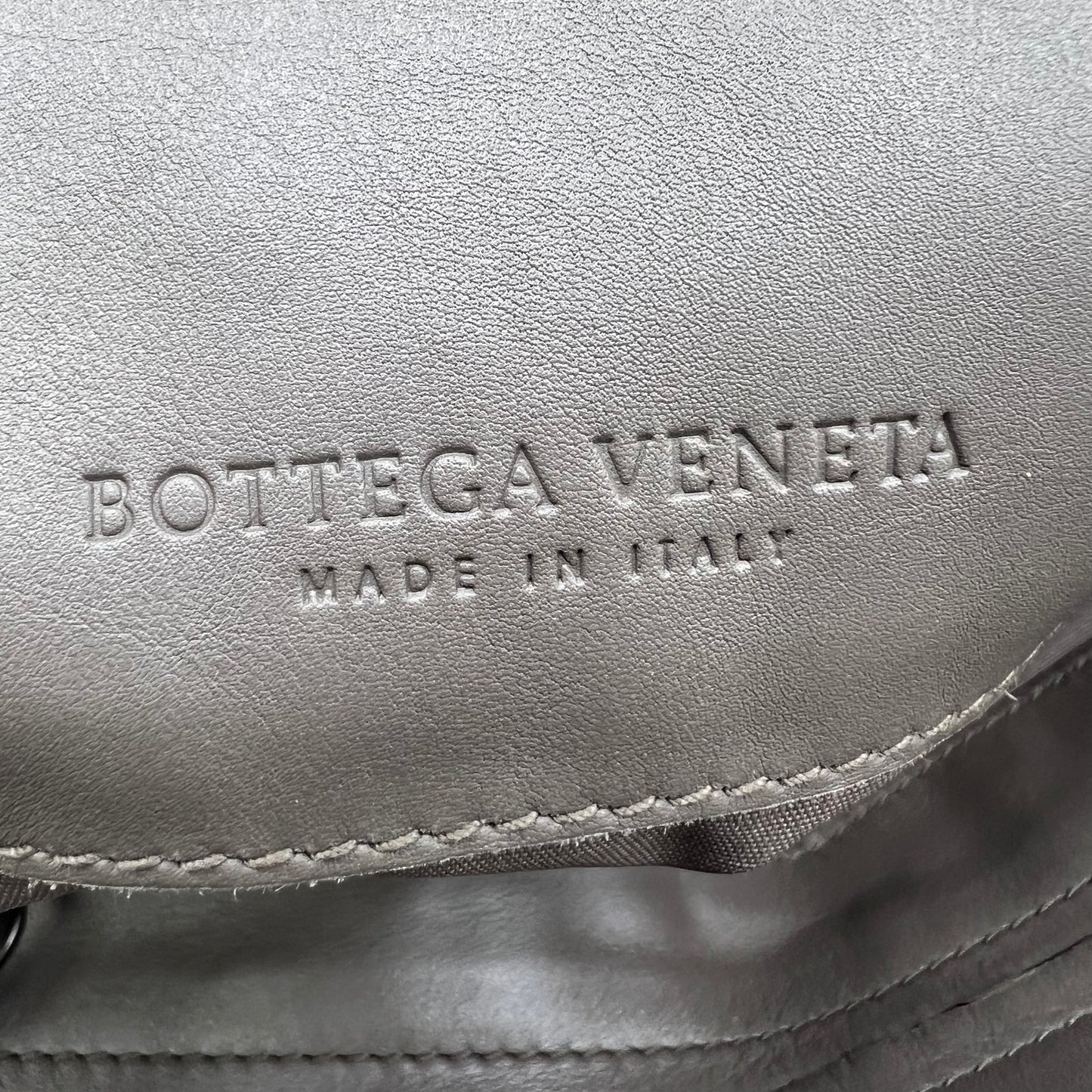Intrecciato Leather Messenger Bag Grey