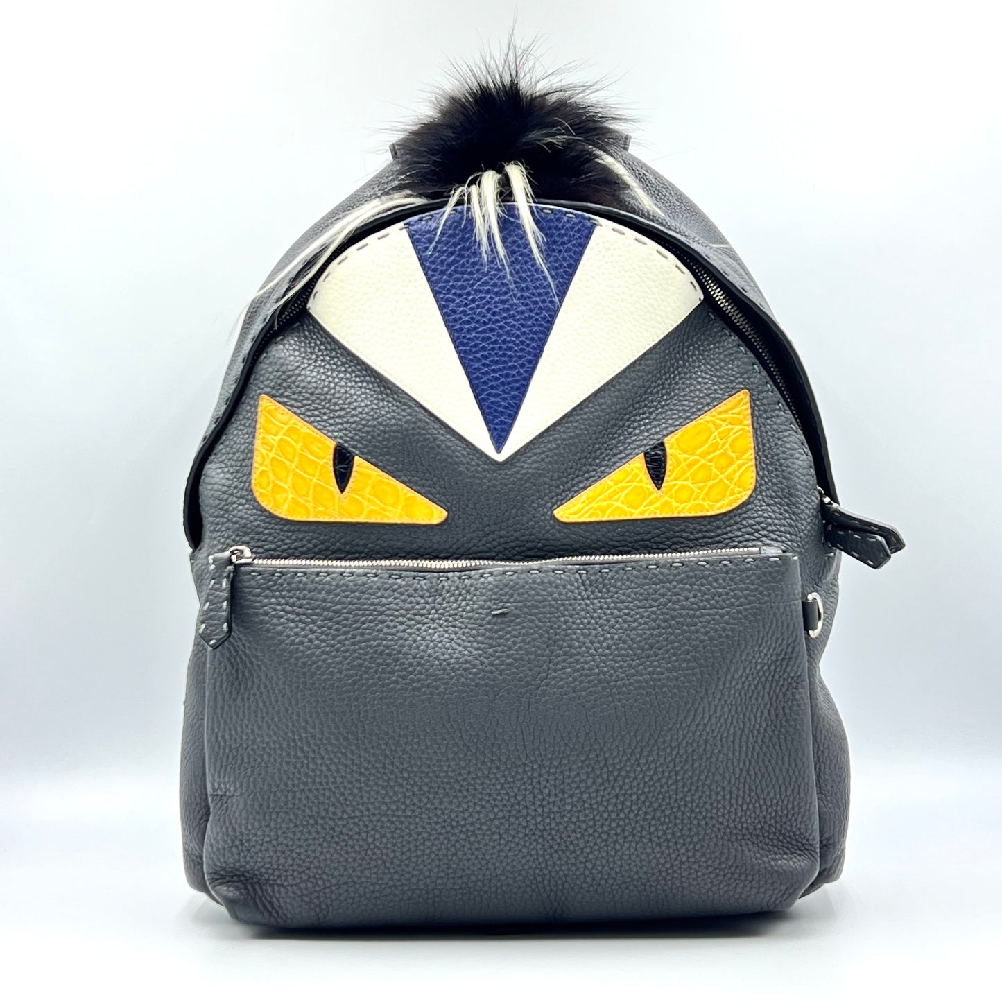 Monster Backpack With Mohawk Fur Crest Gray/Black