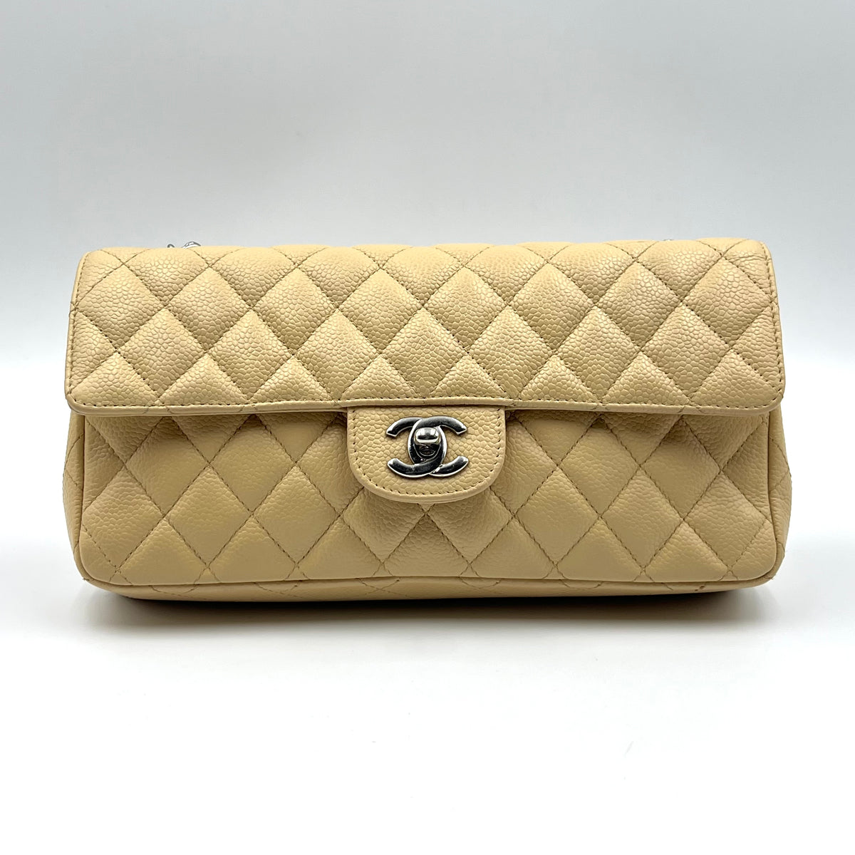 Chanel Caviar Quilted East West Flap Beige Clair