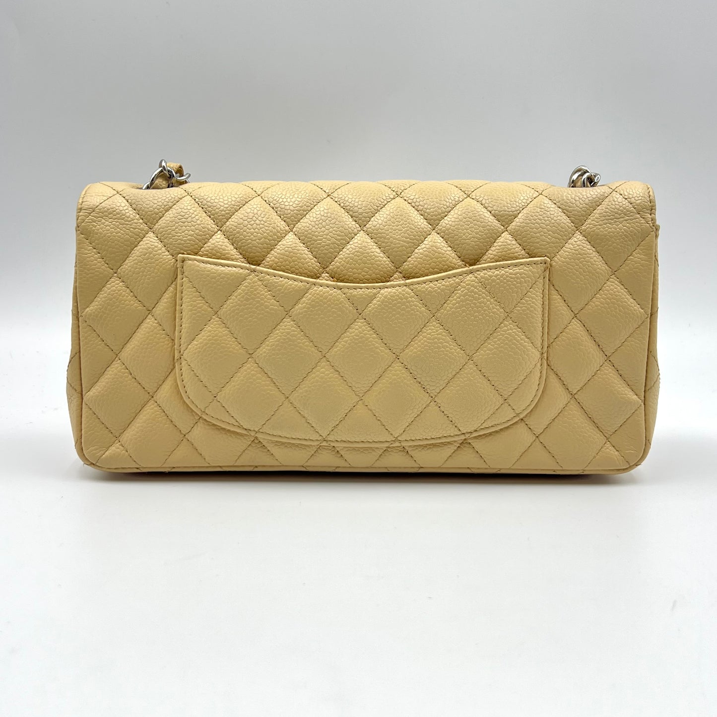 Caviar Quilted East West Flap Beige Clair