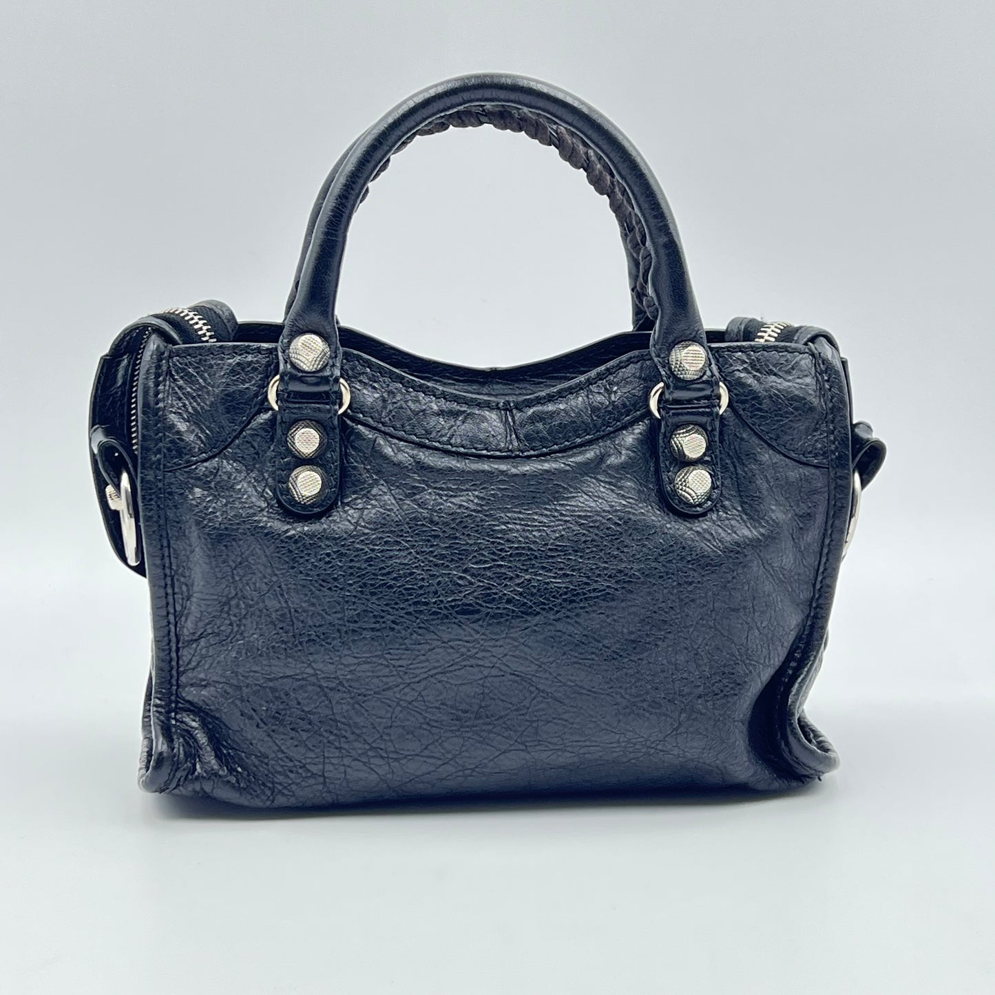 City Classic Studs Bag Leather Mini Black Silver Hardware