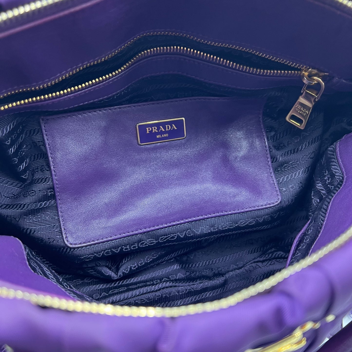 Purple Nylon and Leather Gaufre Tote