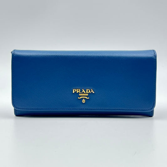 Saffiano Metal Continental Flap Wallet Bleuette