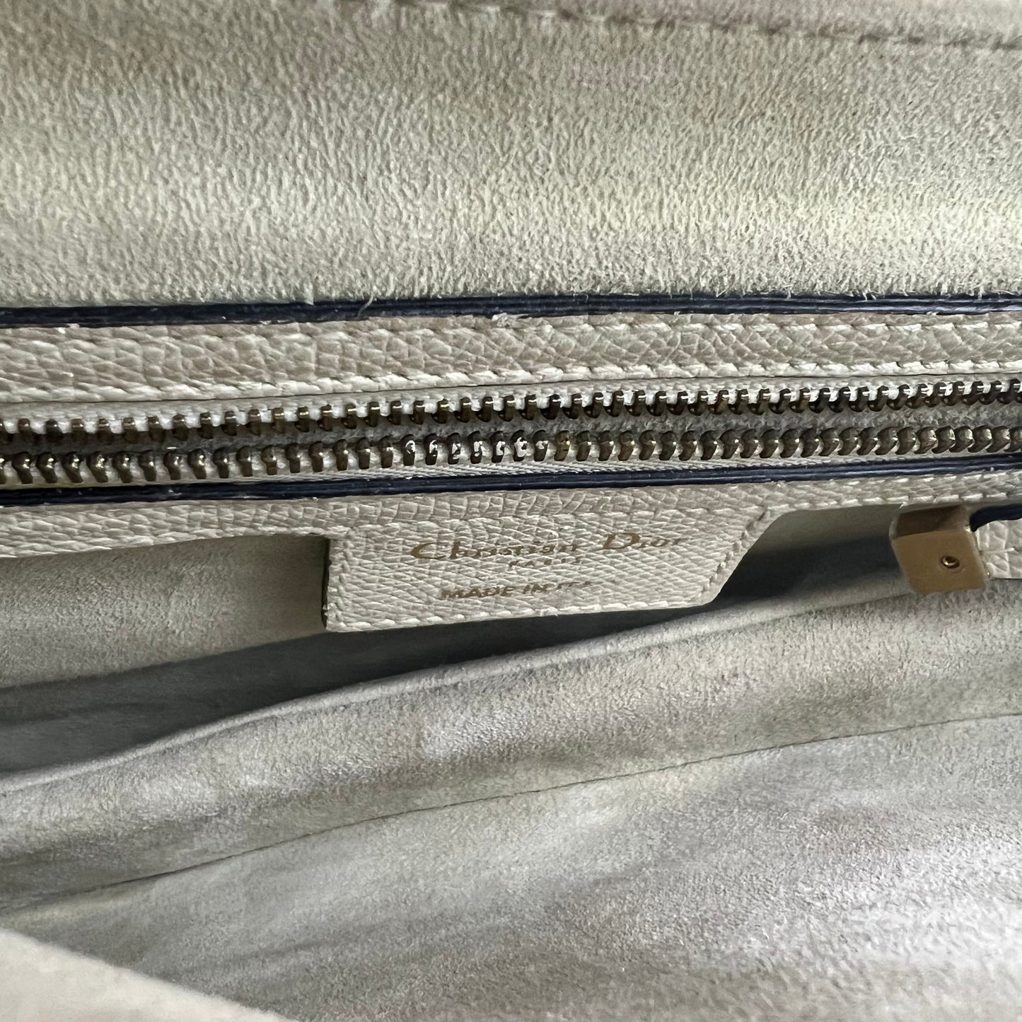 Grained Calfskin Saddle Bag White Medium