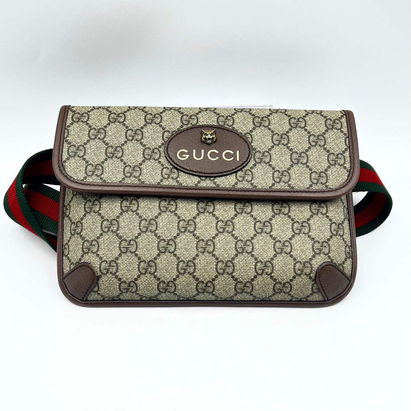 GG Supreme Monogram Neo Vintage Web Belt Bag Brown