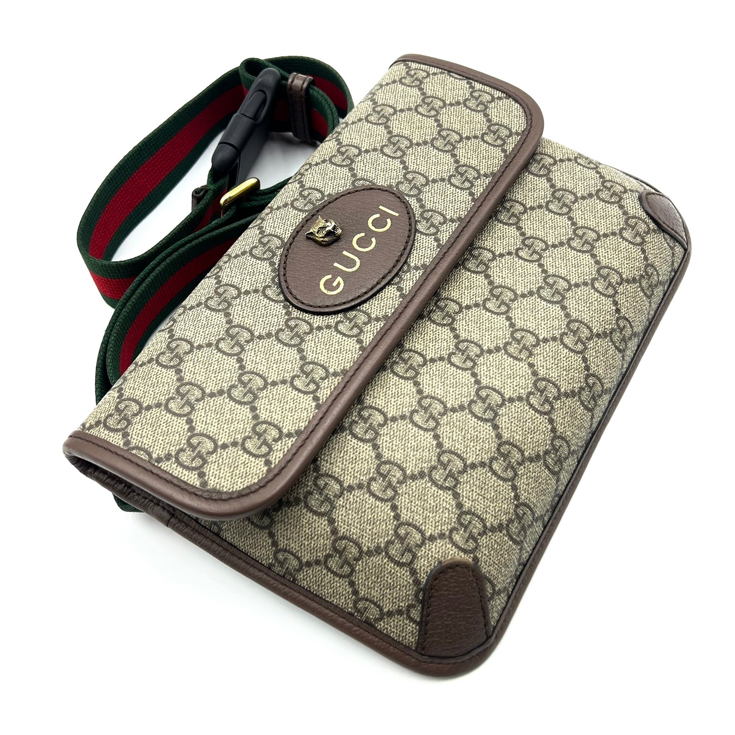 GG Supreme Monogram Neo Vintage Web Belt Bag Brown