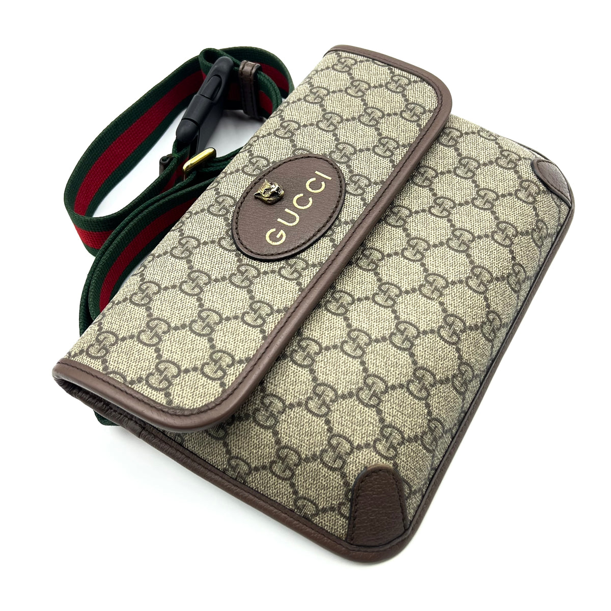 GG Supreme Monogram Neo Vintage Web Belt Bag Brown — view 2 of 8 GG Supreme Monogram Neo Vintage Web Belt Bag Brown, view 2 of 8