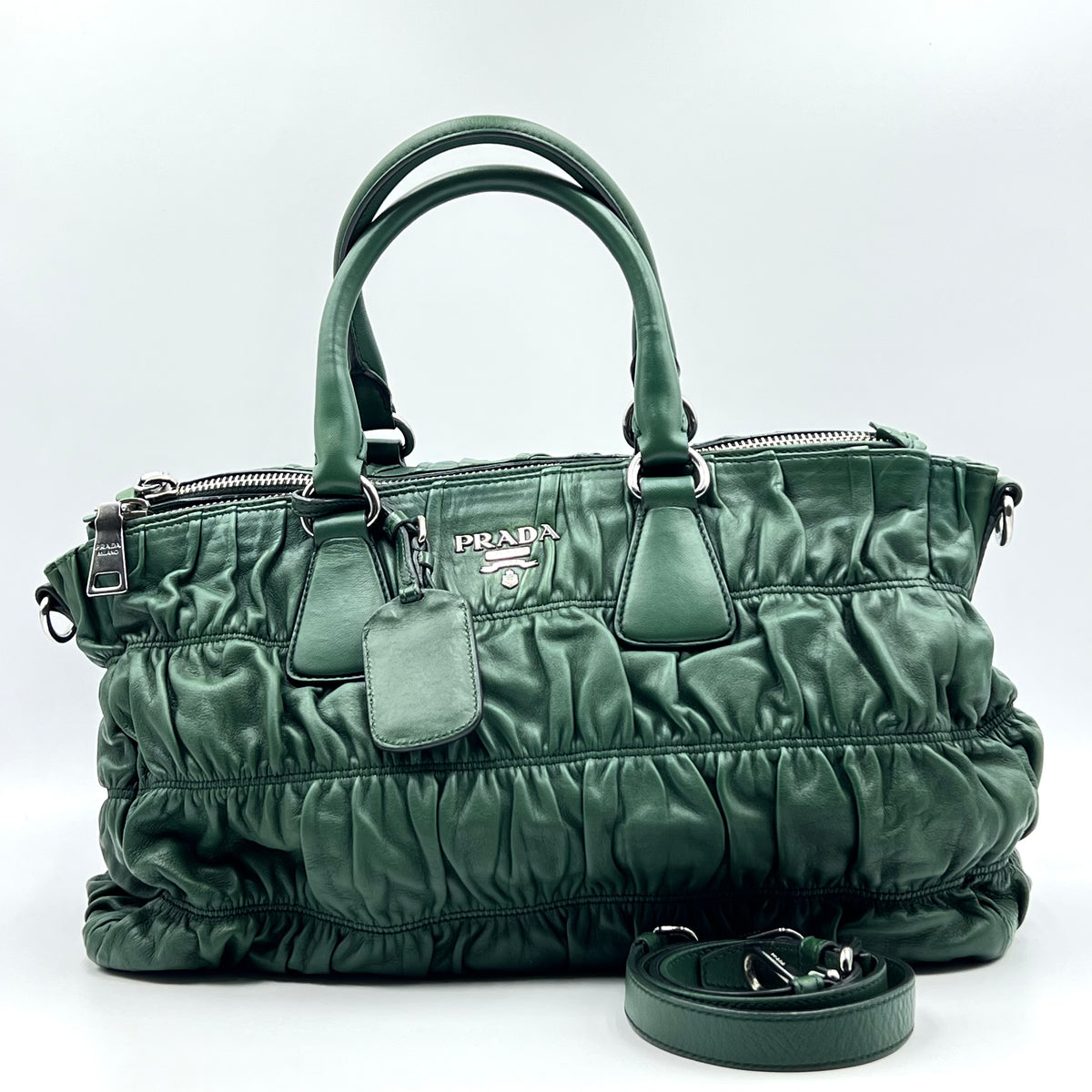 Nappa Gaufre Double Zip Tote Green — view 1 of 9 Nappa Gaufre Double Zip Tote Green, view 1 of 9
