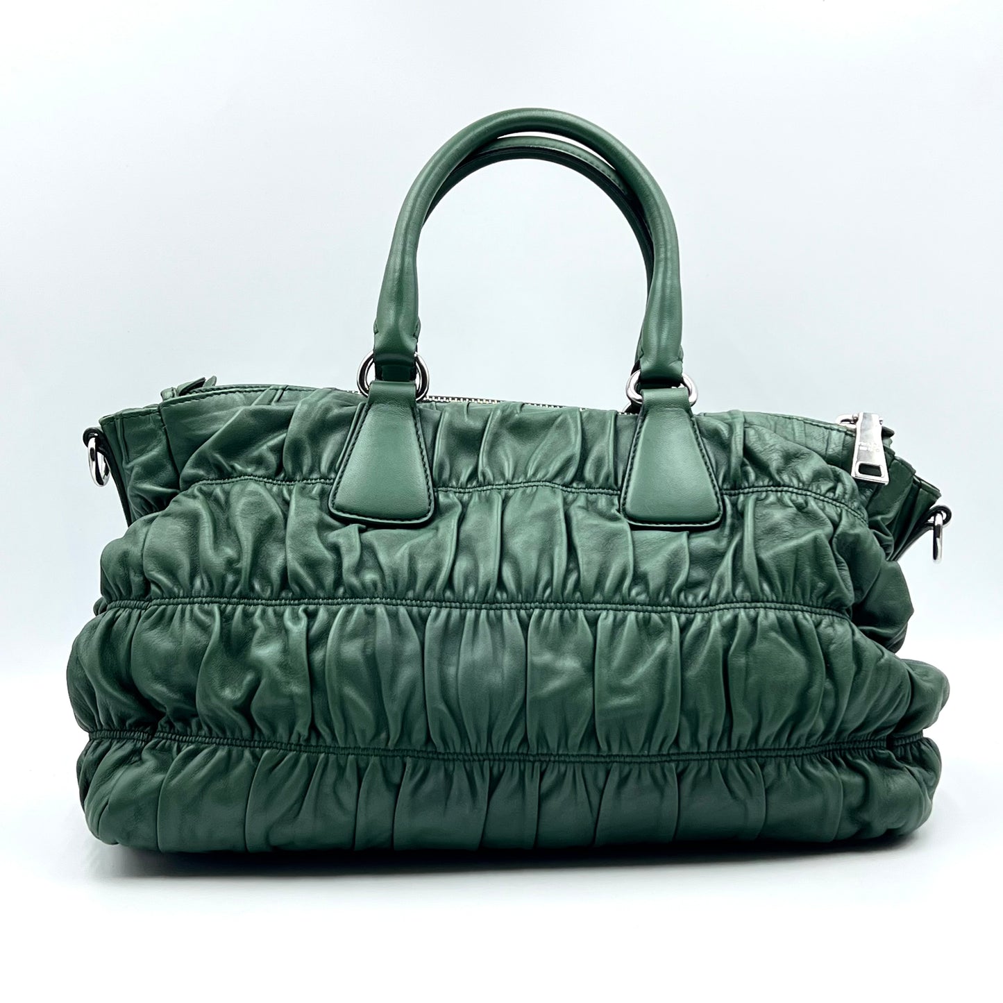 Nappa Gaufre Double Zip Tote Green