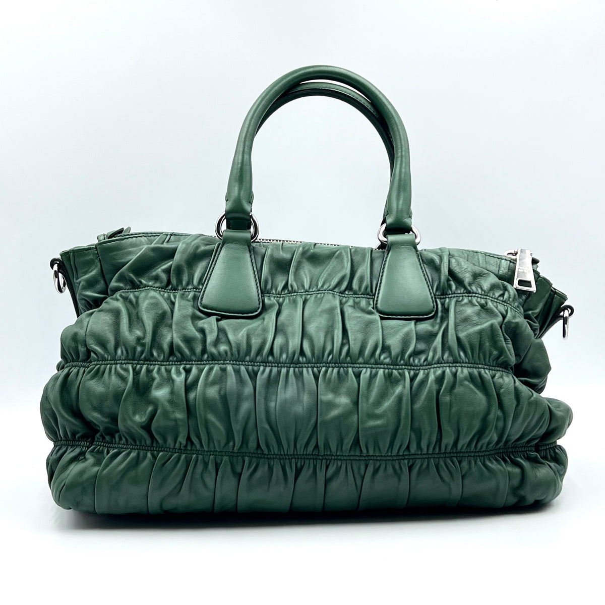 Nappa Gaufre Double Zip Tote Green — view 7 of 9 Nappa Gaufre Double Zip Tote Green, view 7 of 9