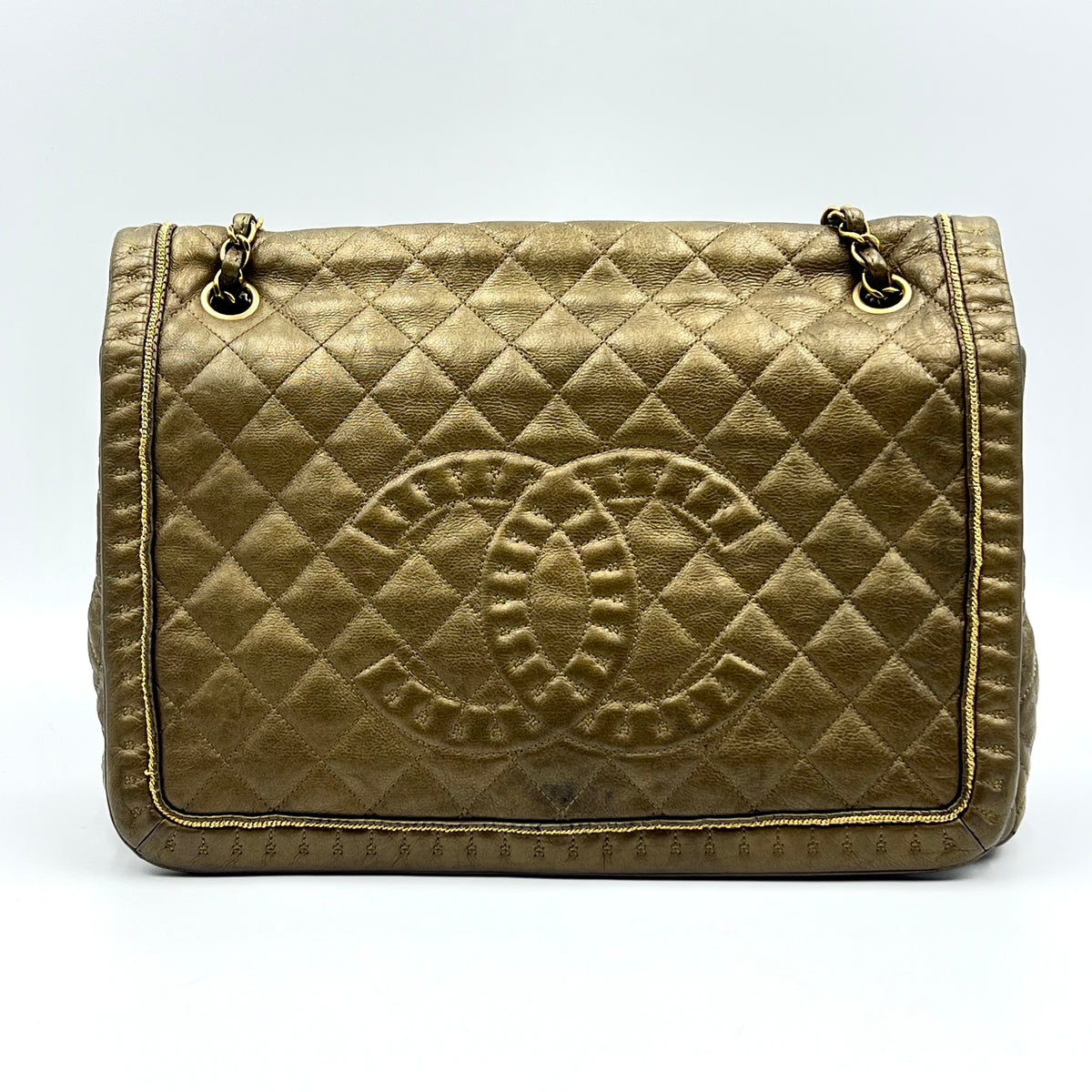 Bronze Quilted Leather Calfskin Leather Istanbul Flap Bag