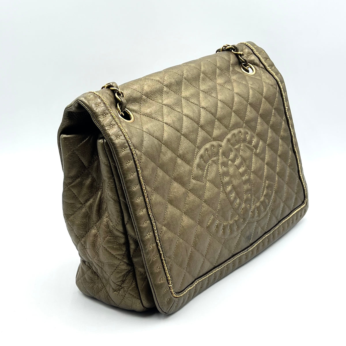 Bronze Quilted Leather Calfskin Leather Istanbul Flap Bag