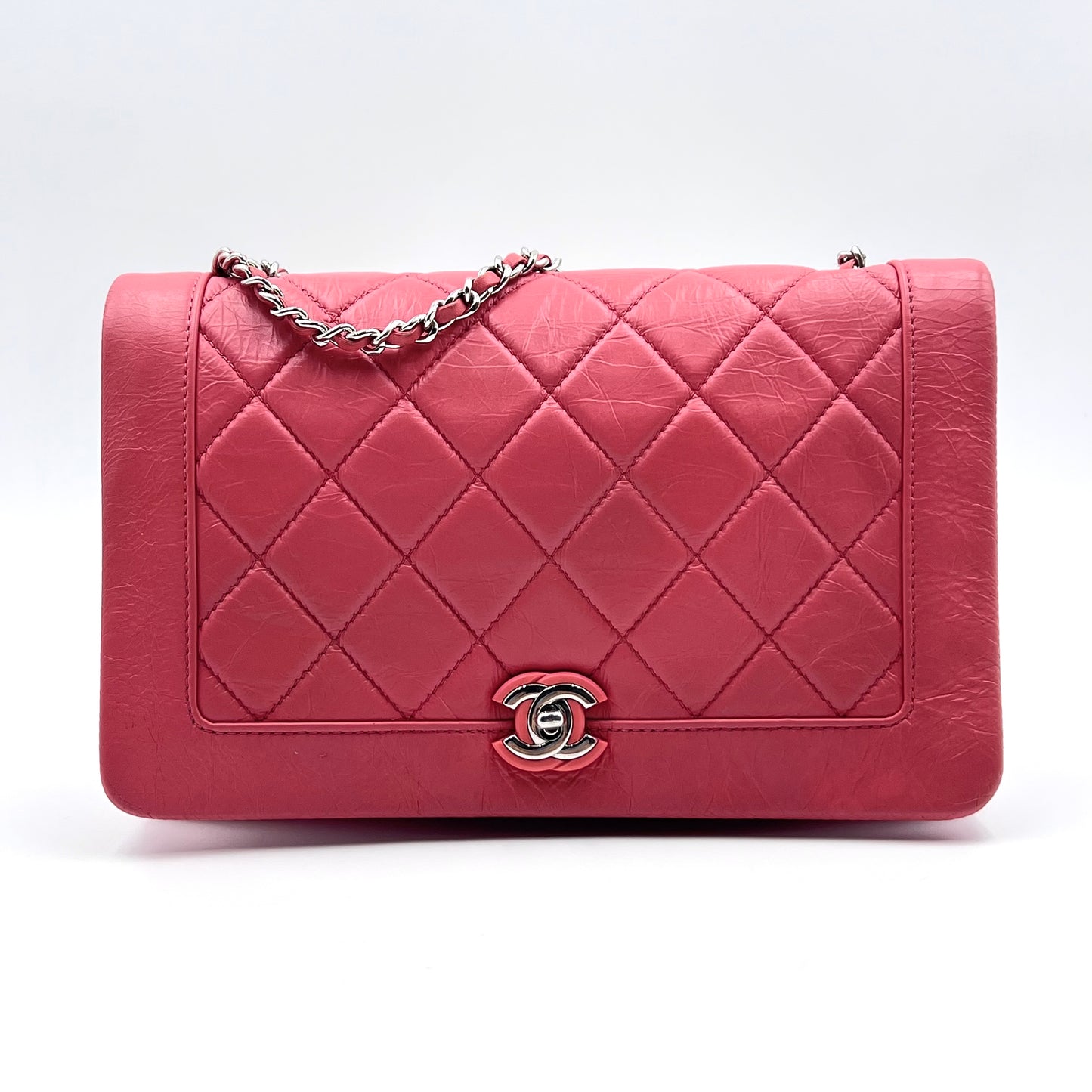 Bi Vintage Full Flap Bag Quilted Crumpled Calfskin
