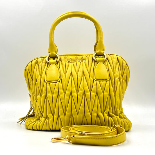 Matelasse Lambskin Tote Bag Yellow