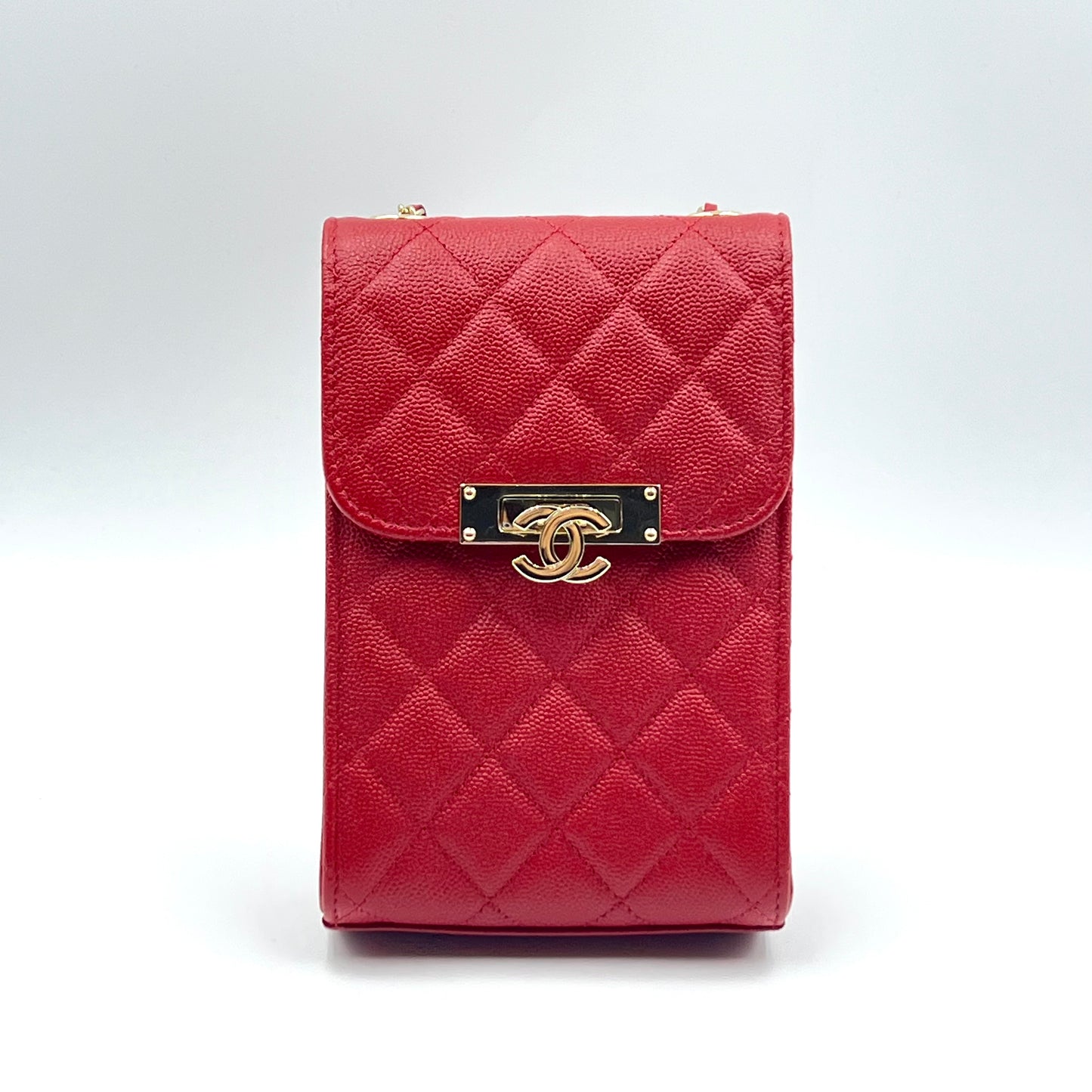 Phone Holder Crossbody Bag Quilted Caviar Red
