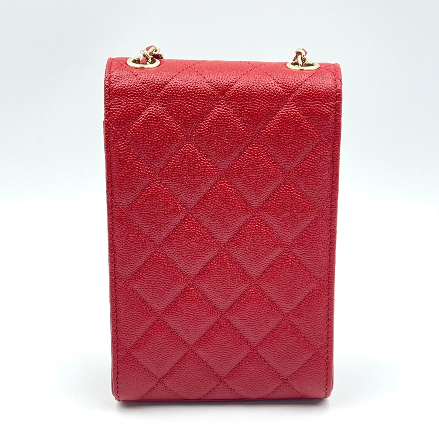 Phone Holder Crossbody Bag Quilted Caviar Red