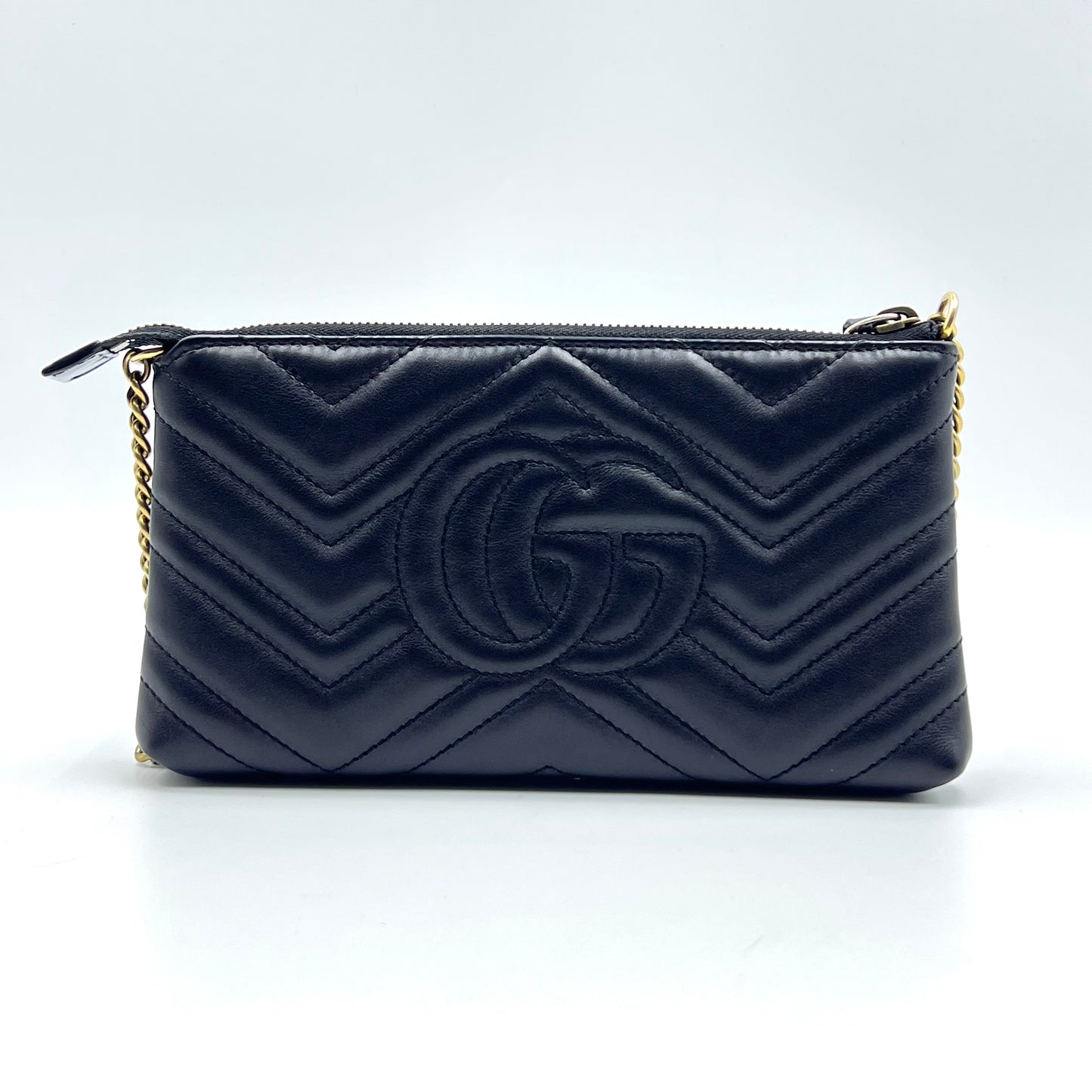 Black Quilted Leather Marmont Chain Crossbody Bag
