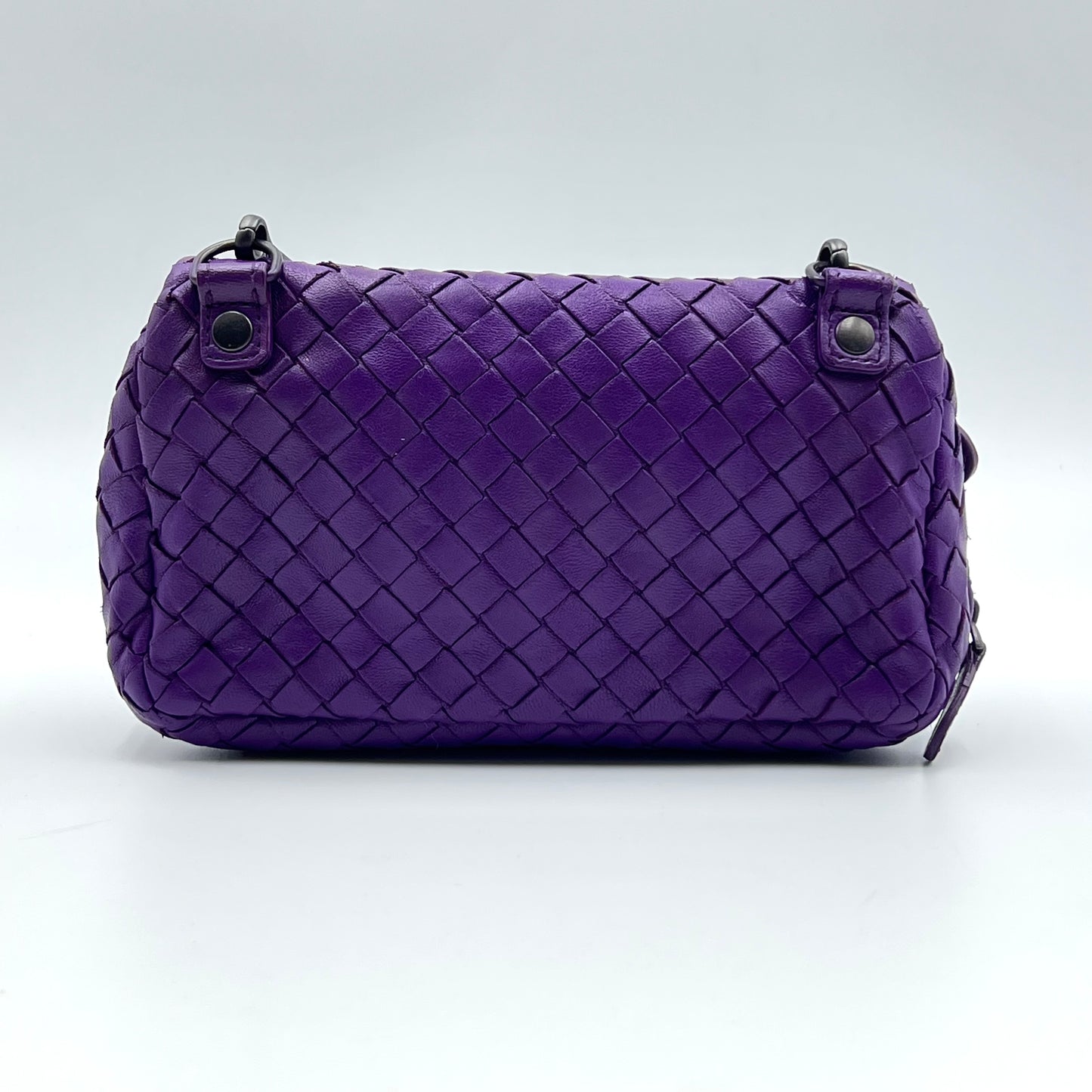 Purple Intrecciato Leather Mini Crossbody Bag