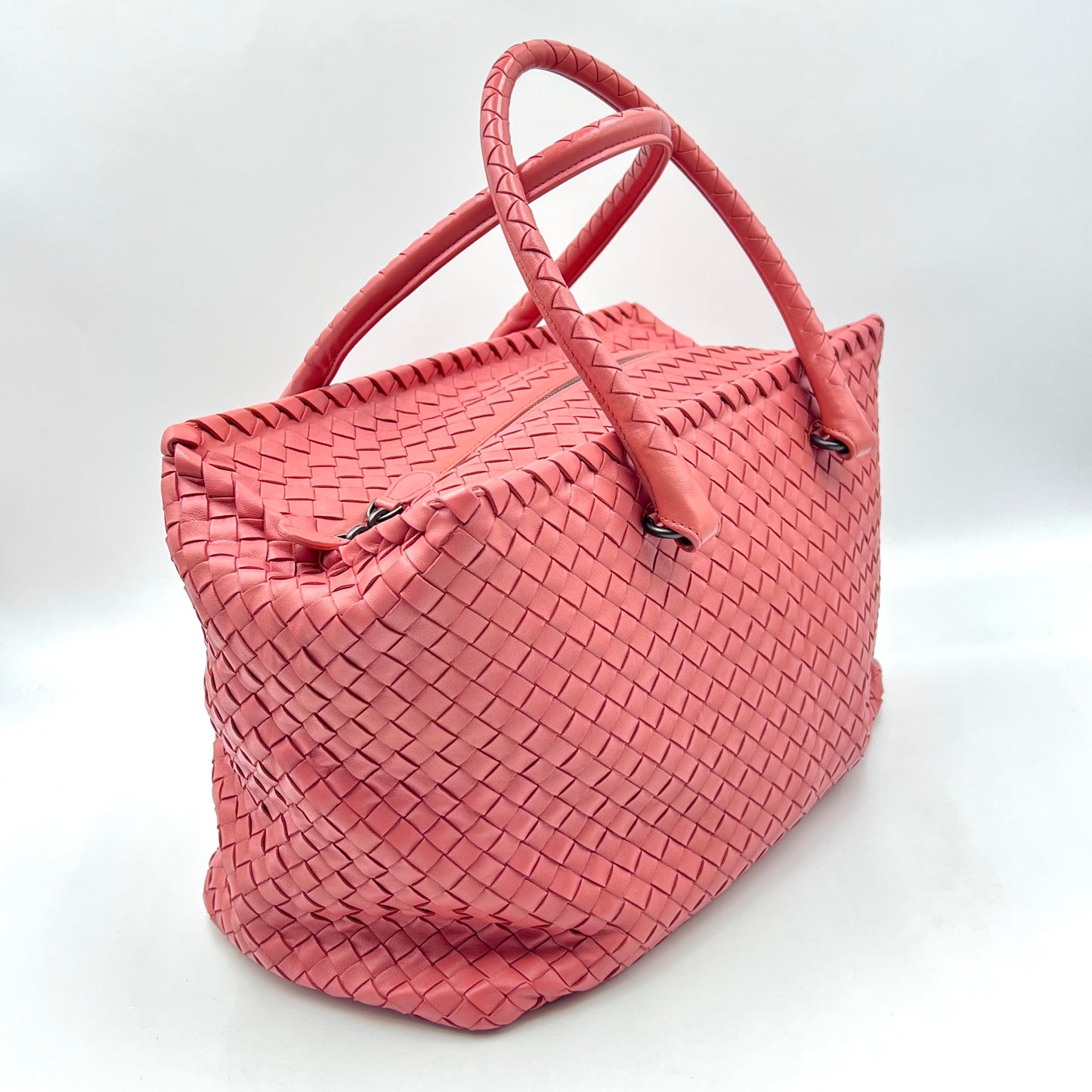 Handbag Calfskin Intrecciato Peach