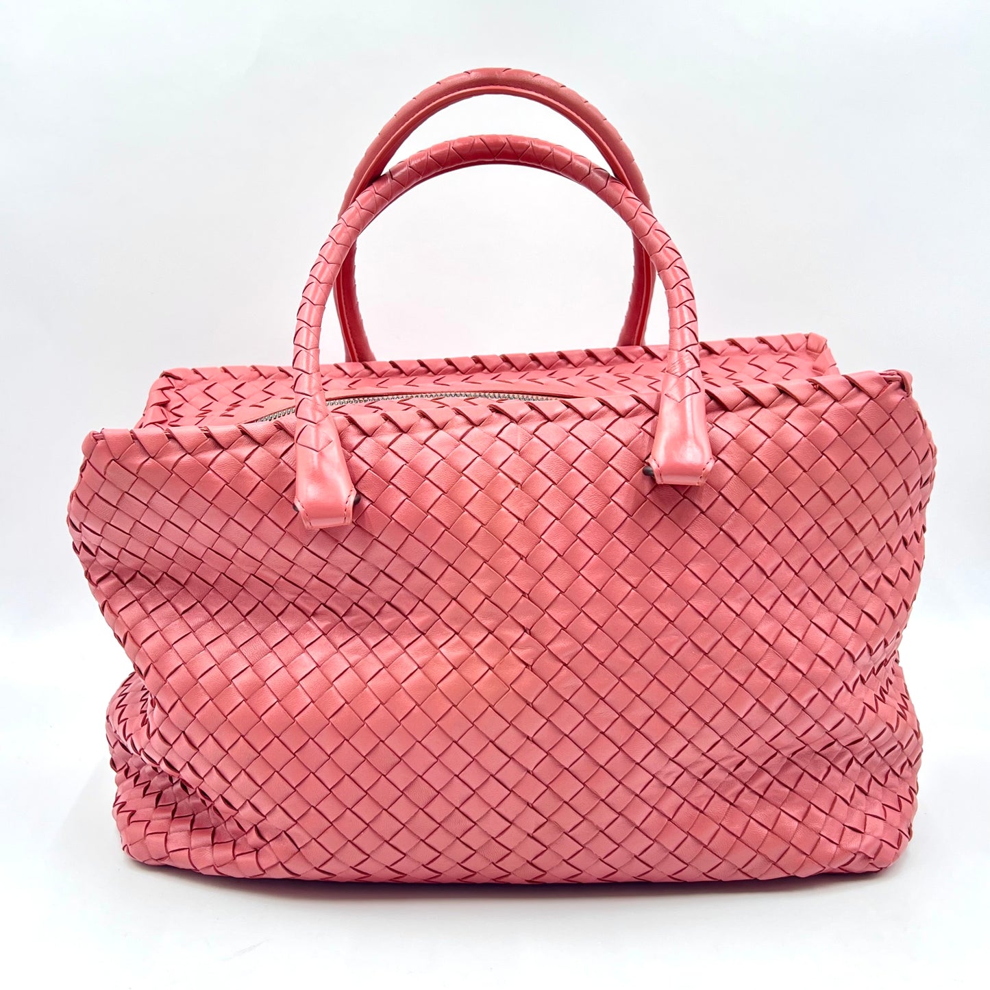 Handbag Calfskin Intrecciato Peach