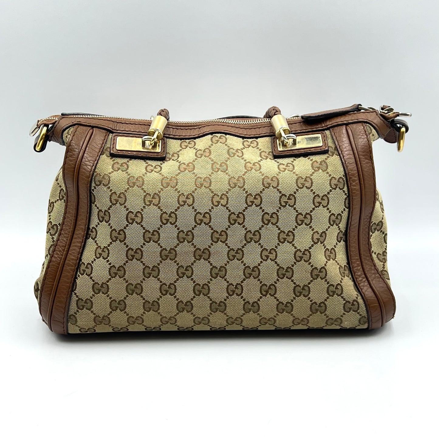 Bella Bamboo Handbag GG Pattern Fringe GG Canvas Beige Brown