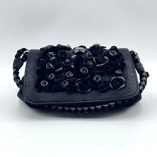 suede velvet black kiss lock hand bag limited edition