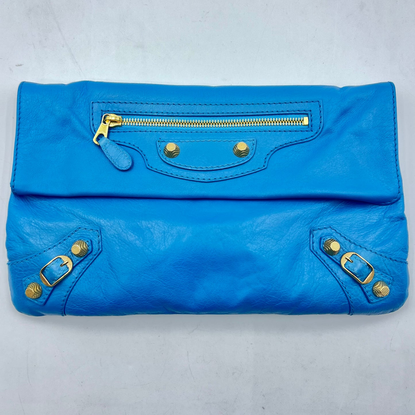 Lambskin Leather Envelope Clutch Crossbody Bag w/ Strap