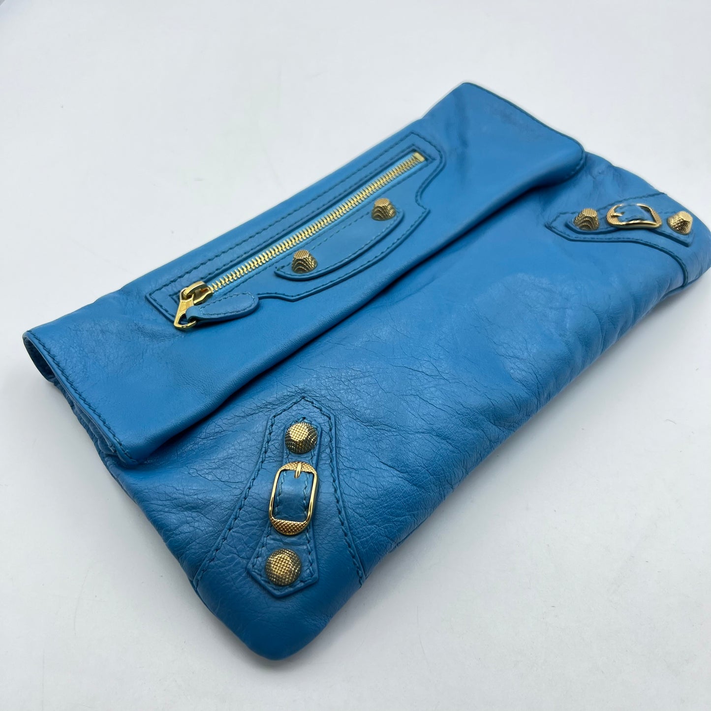 Lambskin Leather Envelope Clutch Crossbody Bag w/ Strap