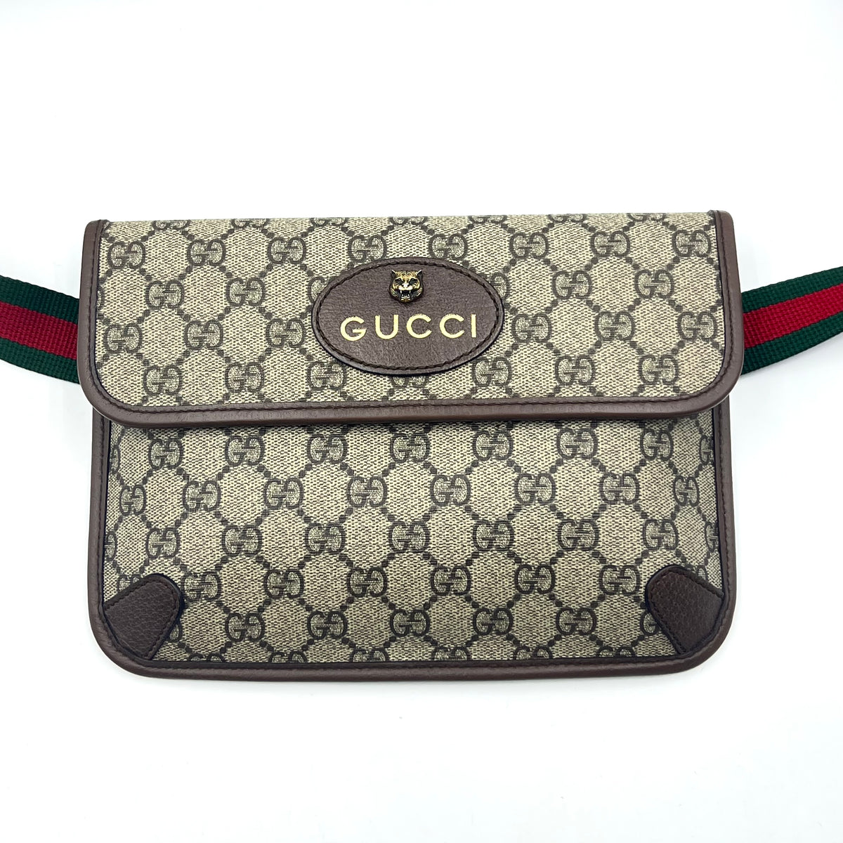 Gucci GG Supreme Monogram Neo Vintage Web Belt Bag Brown