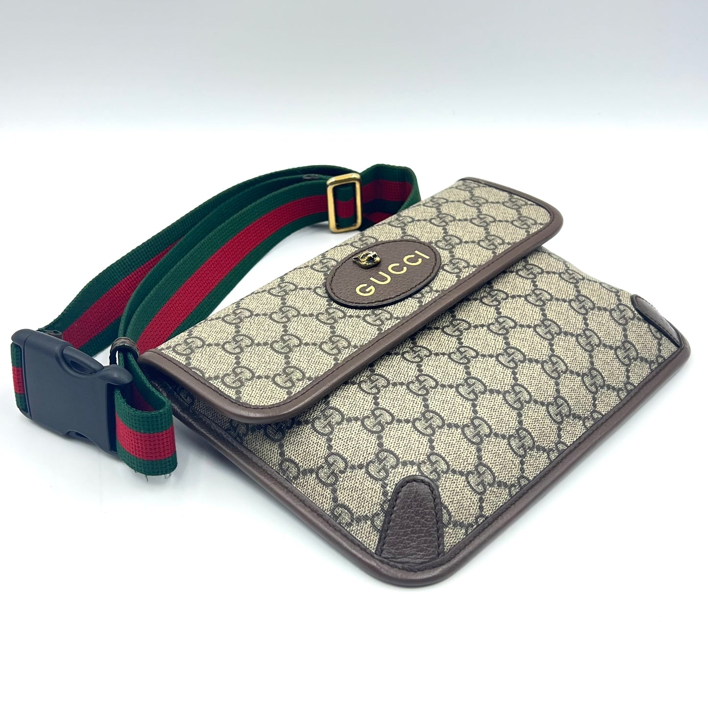 GG Supreme Monogram Neo Vintage Web Belt Bag Brown