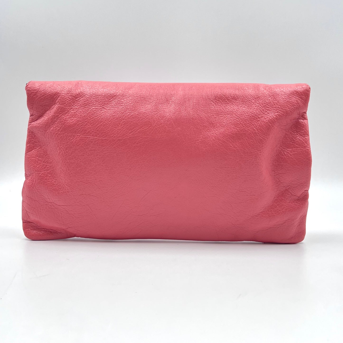 Agneau Giant 12 Gold Hardware Envelope Strap Clutch Rose Azalee