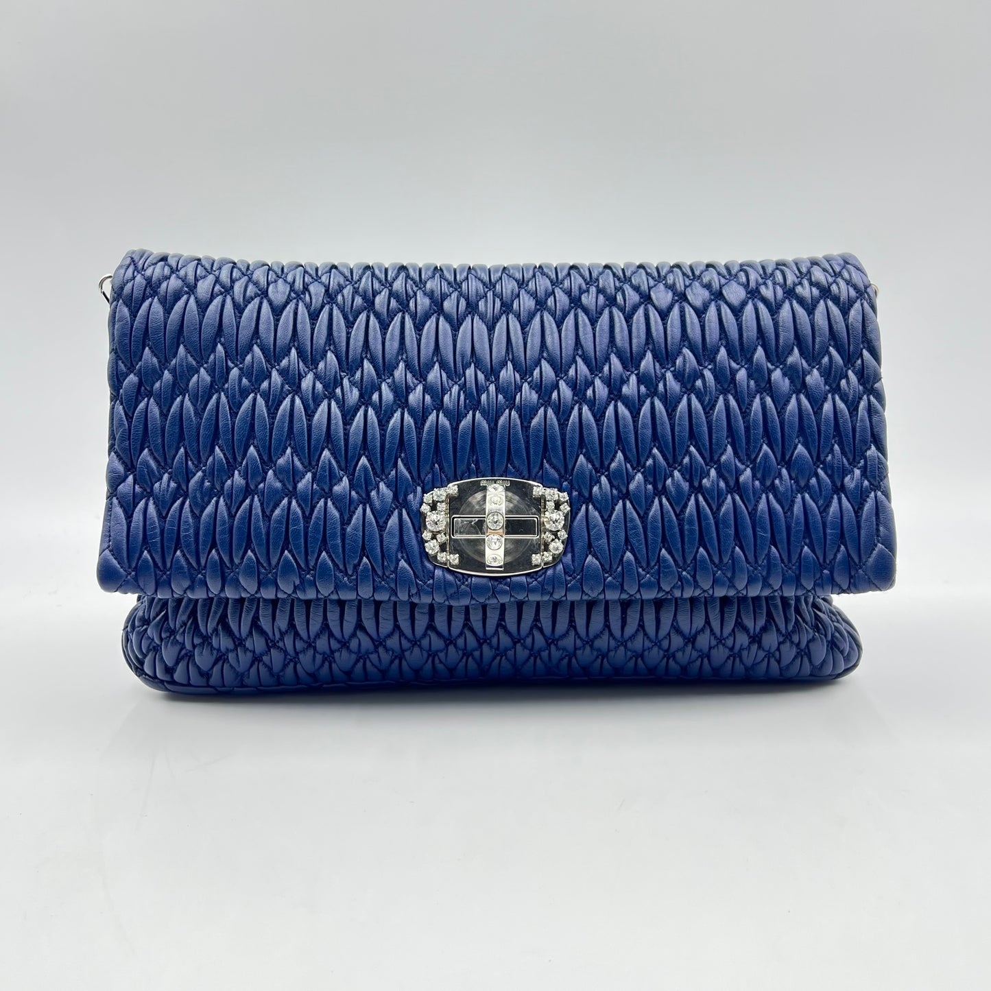 Crystal leather Clutch Shoulder Bag Blue