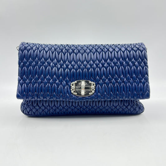 Crystal leather Clutch Shoulder Bag Blue