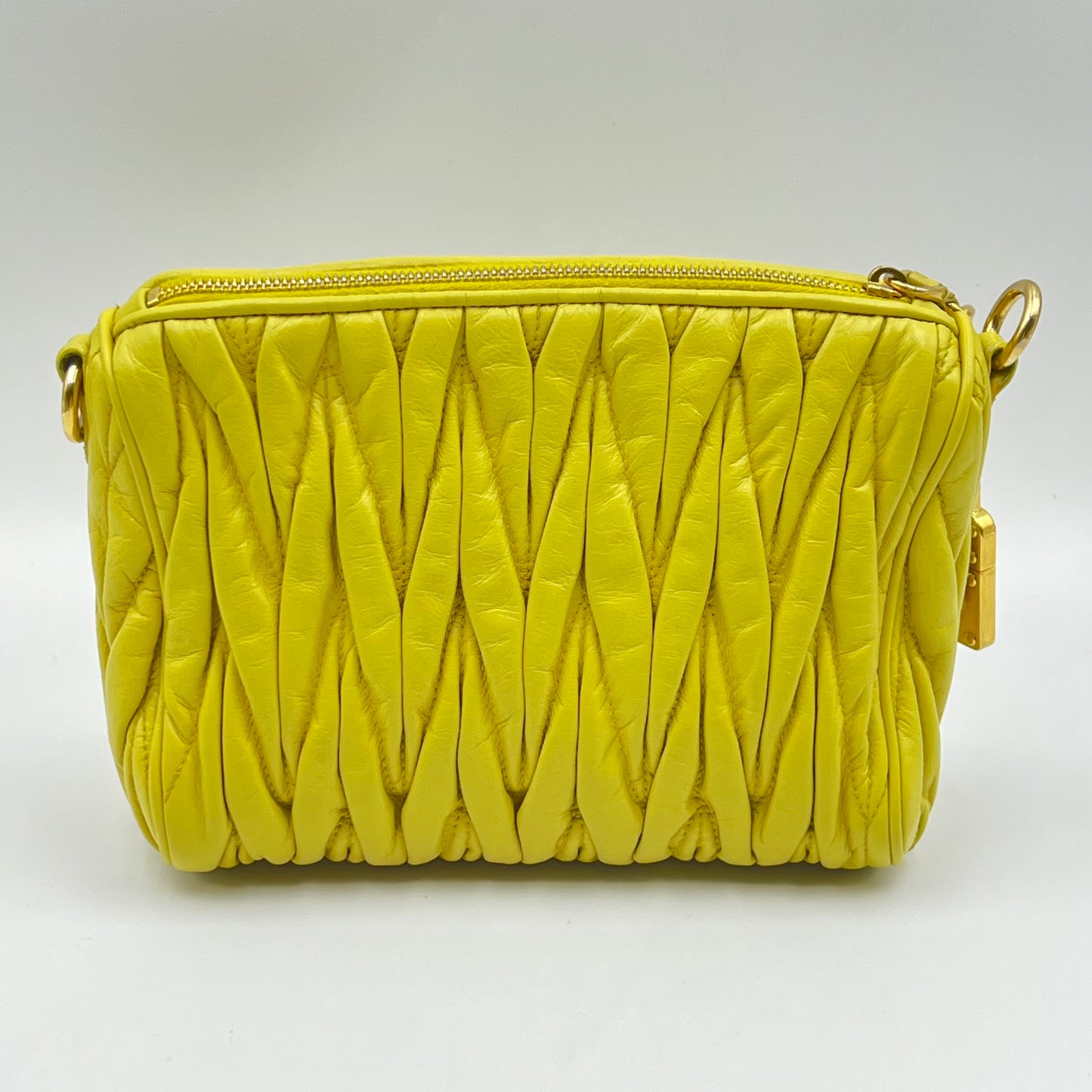 Matelasse Shoulder Bag Quilted Lambskin in Yellow