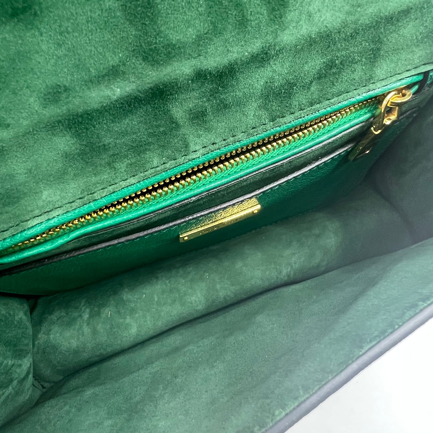Madras Leather Crystal Embellished Buckle Flap Shoulder Bag green