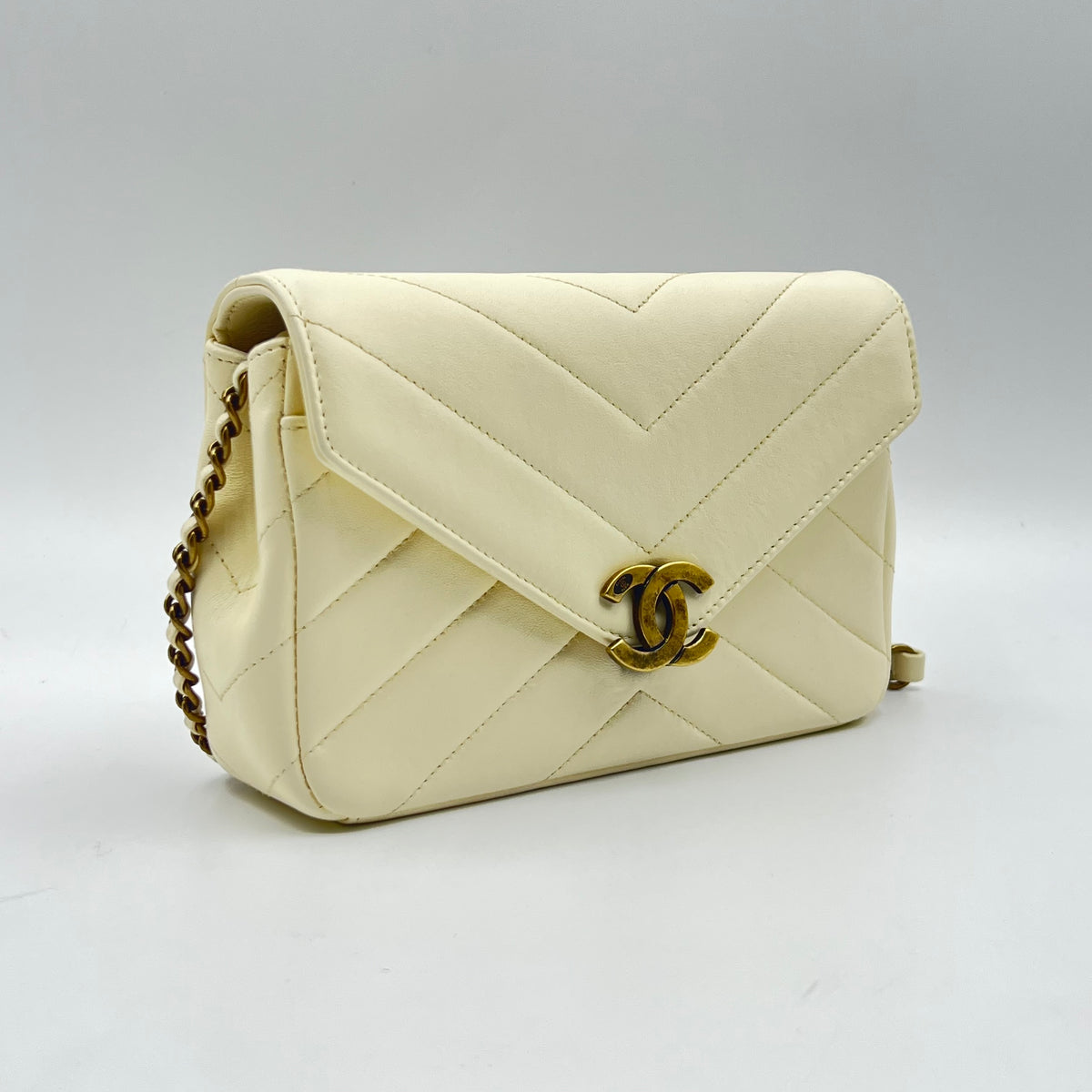 Coco Envelope Flap bag beige chevron quilted lethaer crossbody — view 8 of 9 Coco Envelope Flap bag beige chevron quilted lethaer crossbody, view 8 of 9