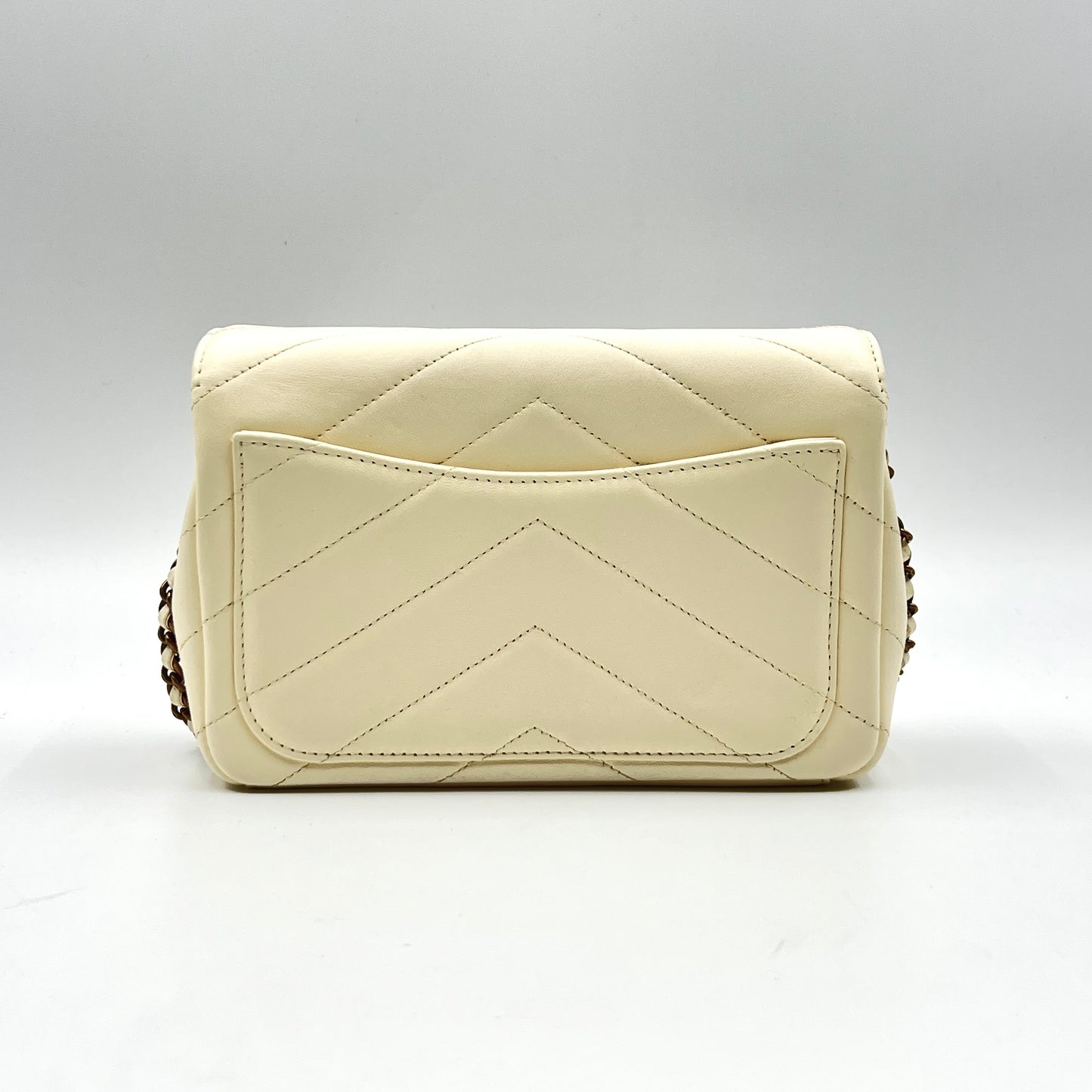 Coco Envelope Flap bag beige chevron quilted lethaer crossbody